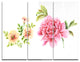 "Pink and Orange Flowers" Watercolor Metal Wall Art, 3 Panels, 36"x28"