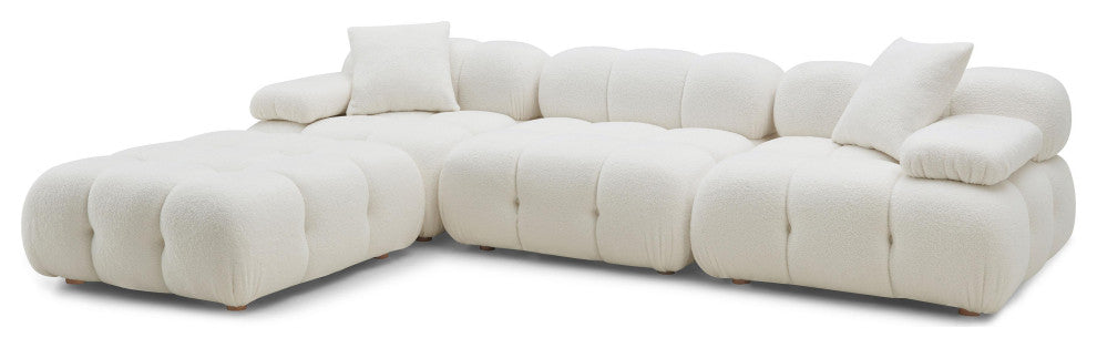 Calliope Cream Vegan Shearling 4-piece Modular Sectional Cream