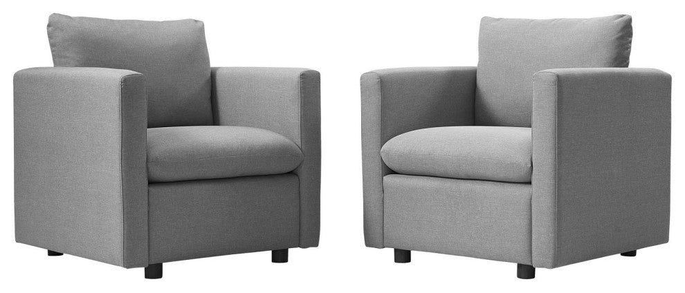 Armchair Accent Chair, Set of 2, Fabric, Gray, Modern, Lounge Hospitality