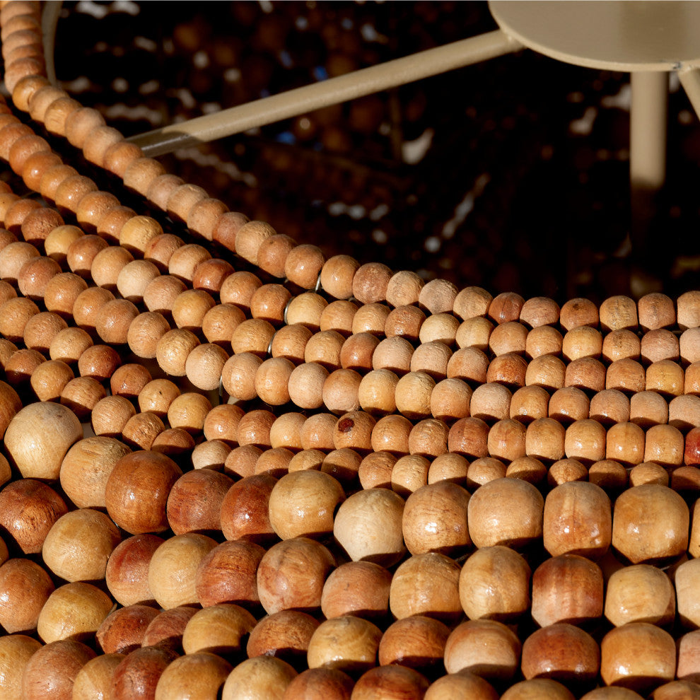 Clamshell Wood Beaded 4-Light Chandelier, Natural
