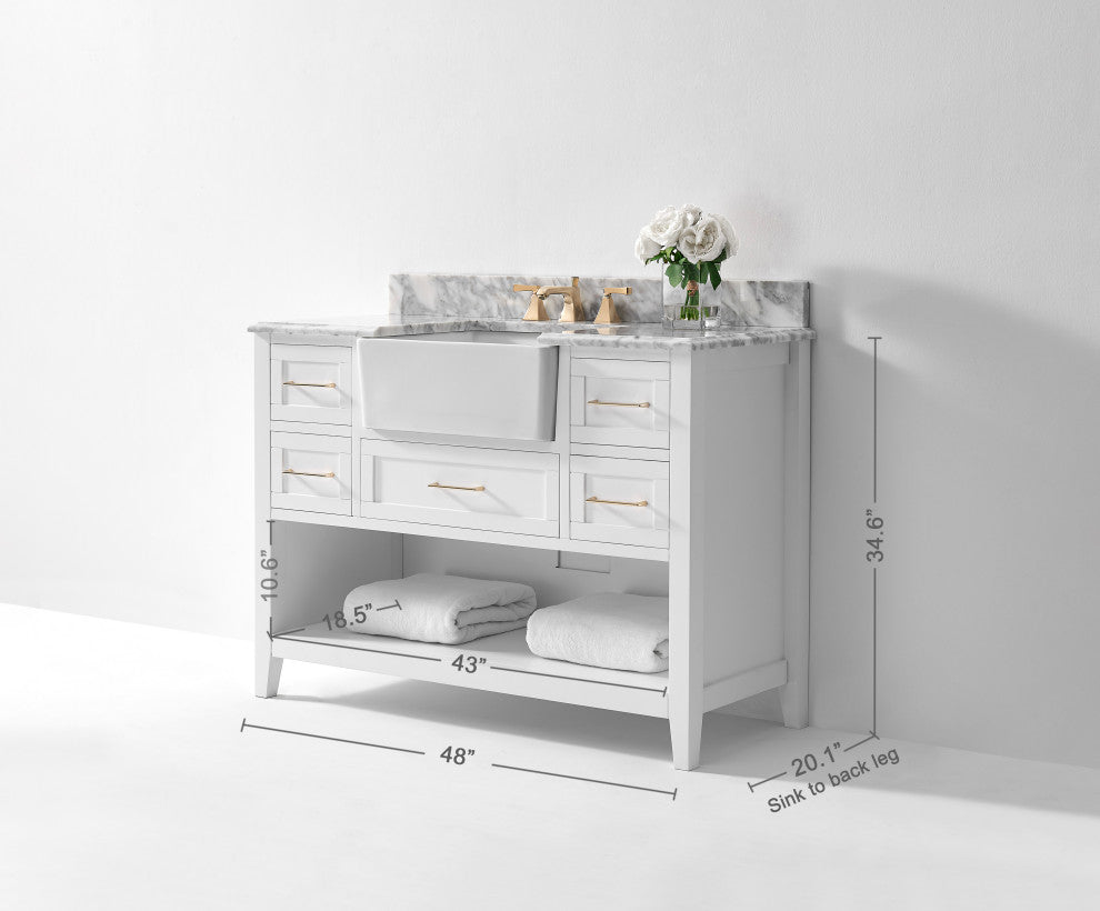 Hayley Bathroom Vanity Set, White, 48"