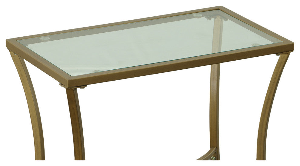 Palin Glass Top Accent Table, Antique Gold