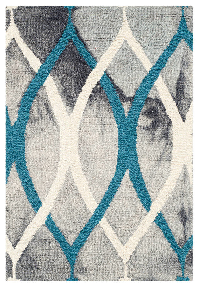 Safavieh Dip Dyed Ddy534J Geometric Rug, Gray/Ivory Blue, 5'0"x5'0" Square