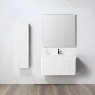 Floating Bathroom Vanity with Sink, Wall Mounted Vanity, White, 36" W/ Sink, Side Cabinet