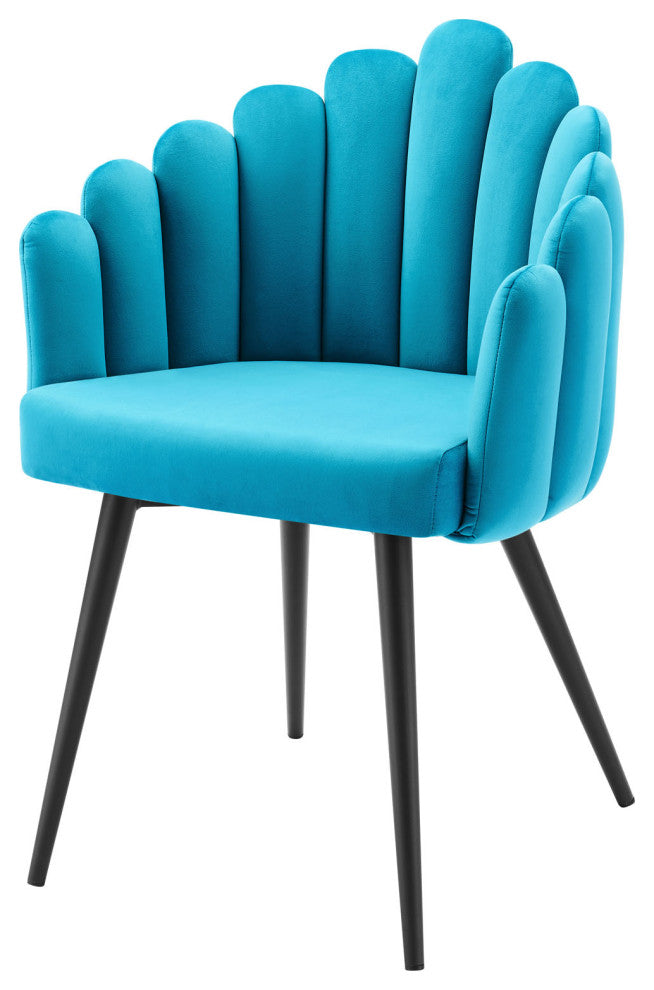 Dining Chair, Set of 2, Black Blue, Velvet, Modern, Cafe Bistro Hospitality