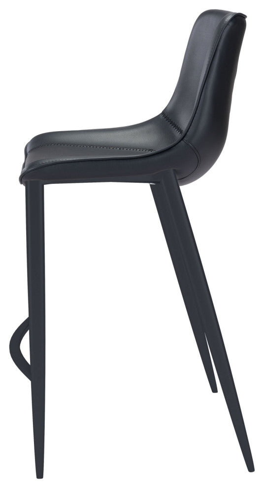 Bar Stool Chair Barstool, Set of 2, Steel Metal, Fabric, Black, Black, Cafe