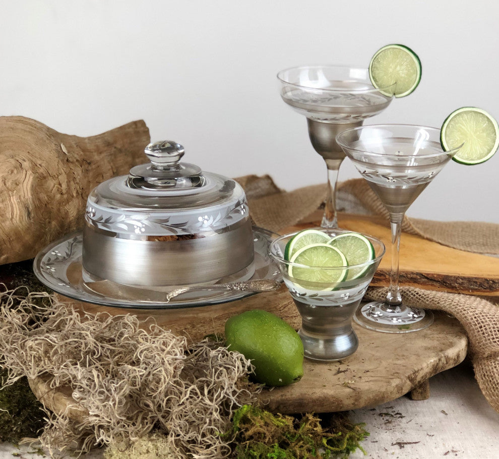 Pewter Vine Martini Glasses, Set of 2