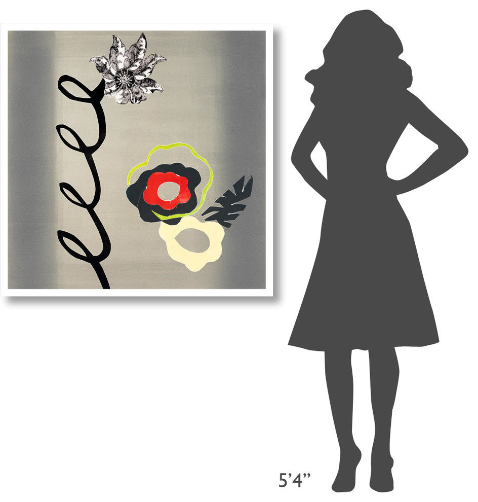 "Open Flowers with Damask Bloom" Digital Paper Print by Joan Elan Davis, 38"x38"