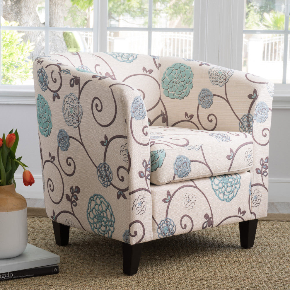 GDF Studio Palisades White and Blue Fabric Club Chair