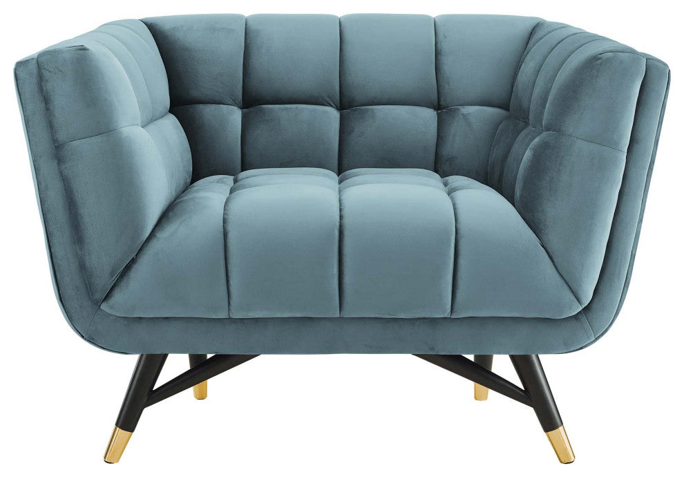 Sea Blue Adept Performance Velvet Armchair