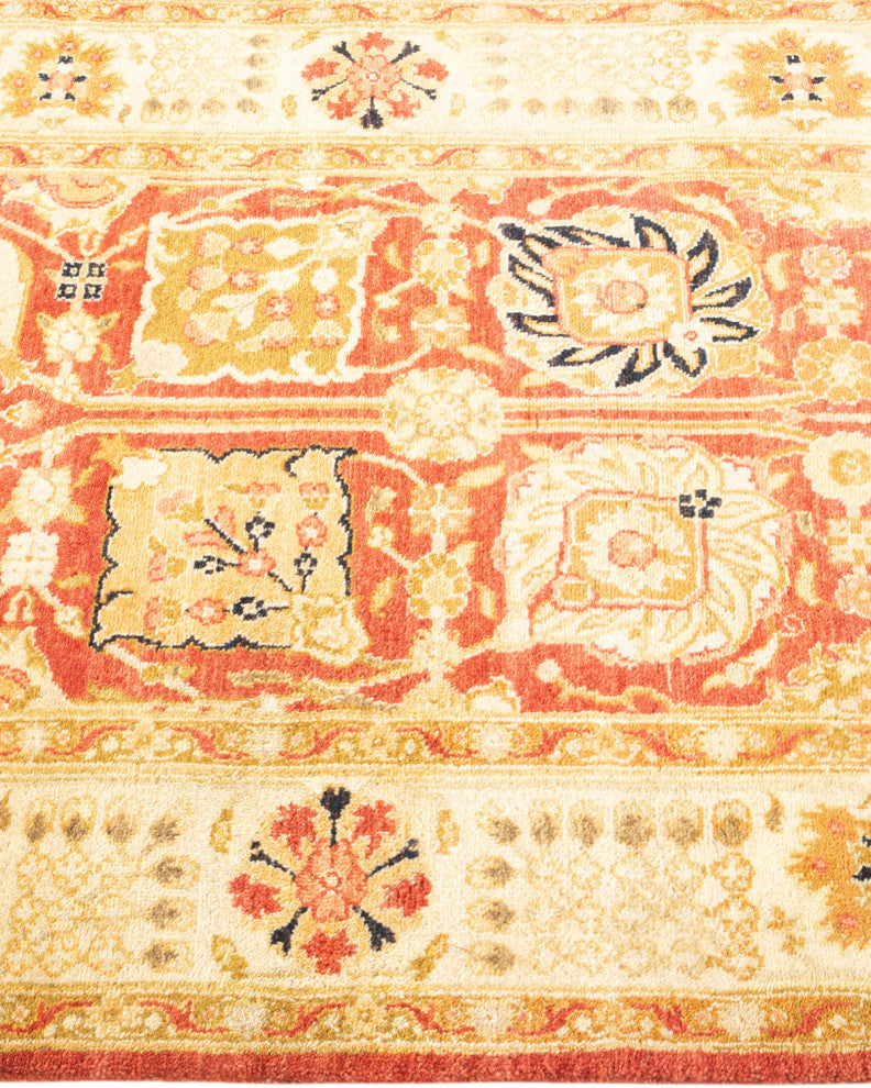 Modern, One-of-a-Kind Hand-Knotted Area Rug Orange, 3'2"x5'3"