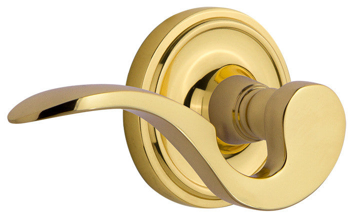 Classic Rose With Manor Lever, Polished Brass, Right-Handed