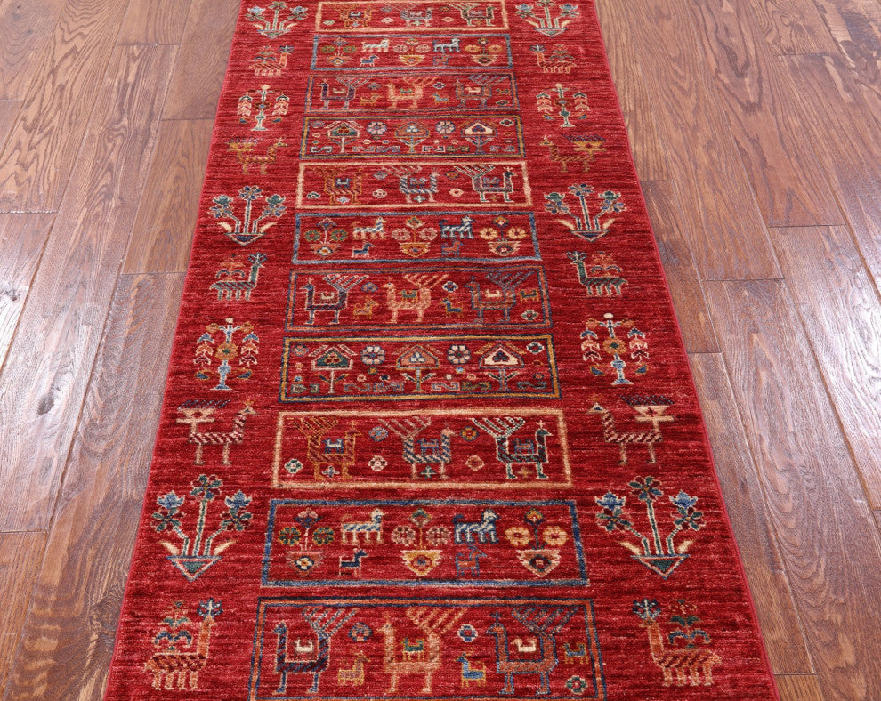 2' 5" X 6' 6" Tribal Persian Gabbeh Hand-Knotted Wool Runner Rug Q10474