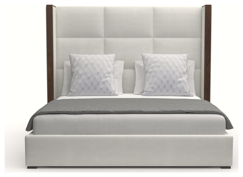 Nativa Interiors Irenne Square Tufted Bed, Off White, Ca King, Medium 67"