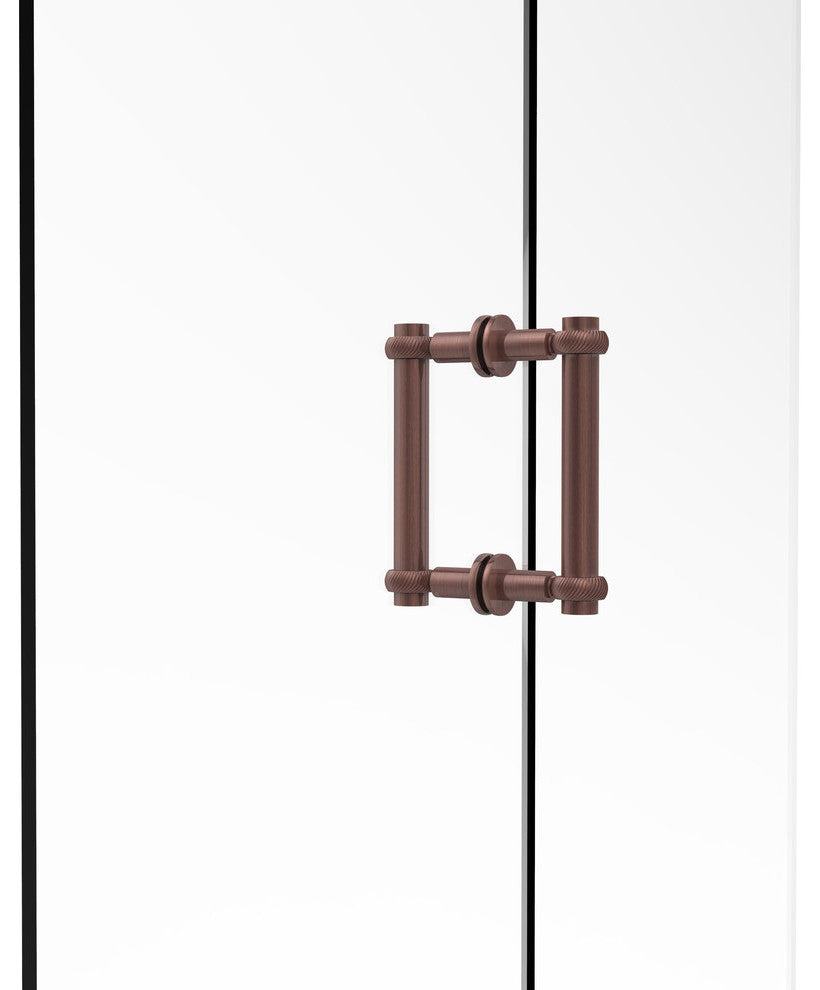 Contemporary 6" Twisted Accent Back to Back Shower Door Pull, Antique Copper