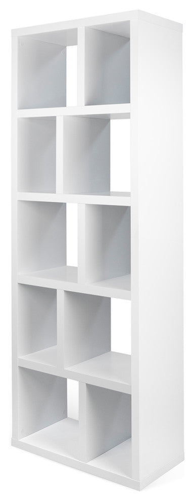 Open bookcase high narrow shelves, White