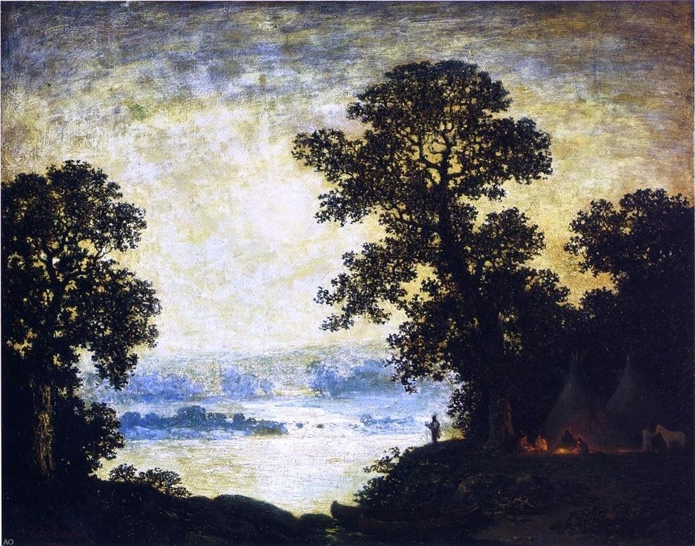 Ralph Albert Blakelock Moonlight  Indian Encampment Gallery Wrapped Canvas Print