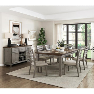Lexicon Tigard Asian Hardwood Dining Room Side Chair in Gray (Set of 2)