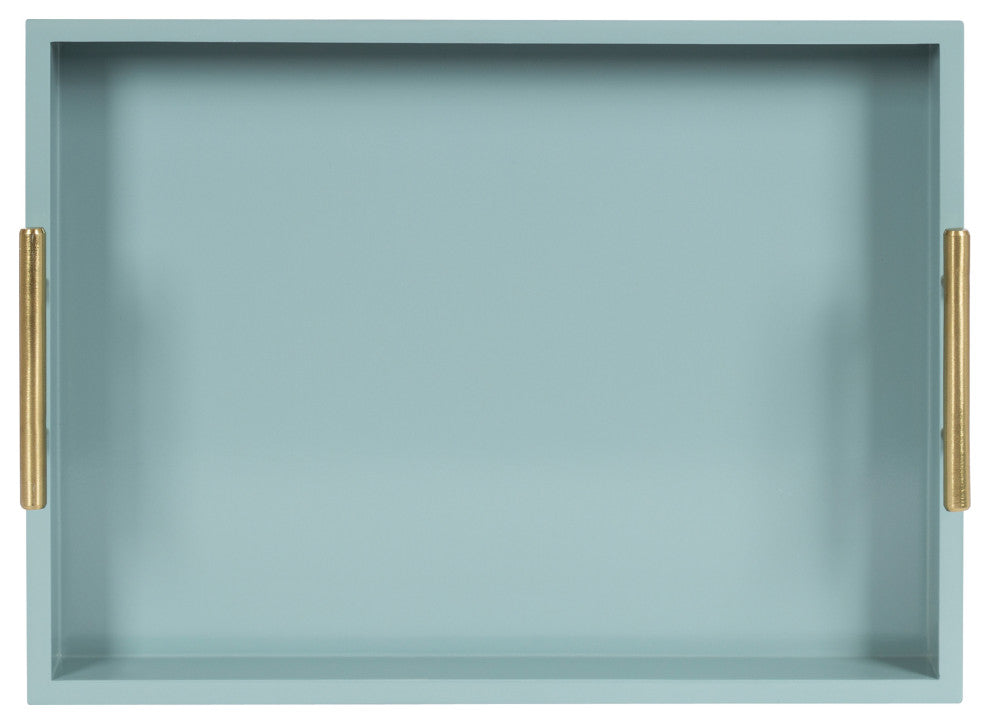 Lipton Decorative Wood Tray With Metal Handles, Blue/Gold, 16.5x12.25