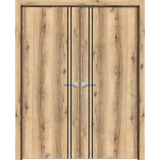 Solid French Double Doors 72 x 80 | Planum 0016 Oak with