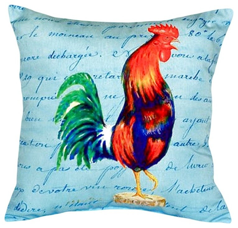 Blue Rooster Script - No Cord Pillow - Set of Two 18x18