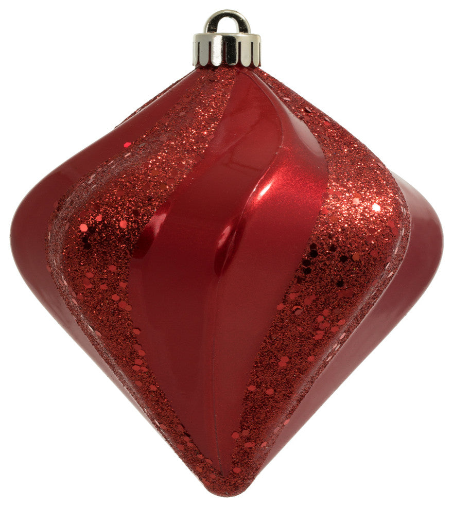 Vickerman N189803Dcv 6" Red Swirl Diamond Uv Candy Christmas Ornament