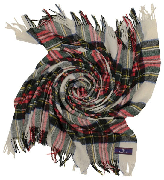 Prince of Scots Highland Tartan Tweed Merino Wool Throw, Dress Stewart