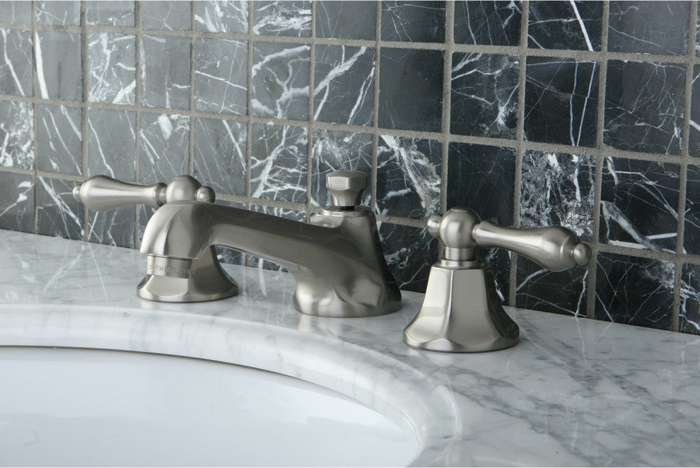 Kingston Brass Widespread Bathroom Faucet With Brass Pop-Up, Brushed Nickel
