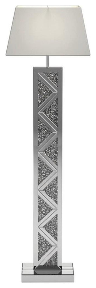 Coaster Carmen Contemporary Glass Geometric Base Floor Lamp in Silver