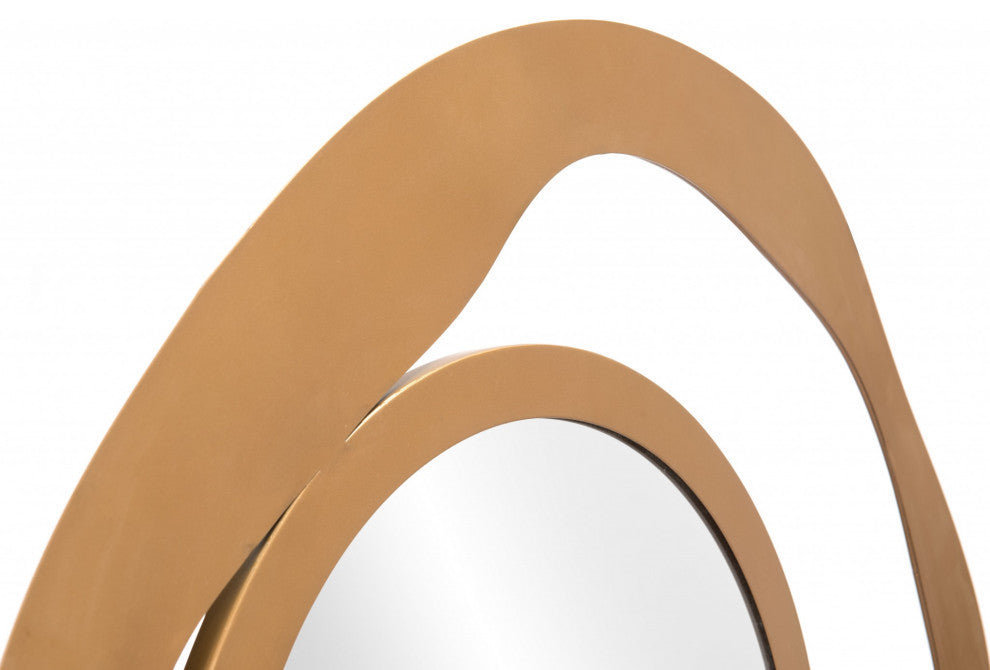 Contemporary Gold Round Mirror