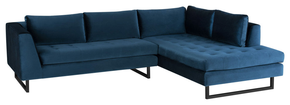 Janis Midnight Blue Fabric Sectional Sofa, HGSC532