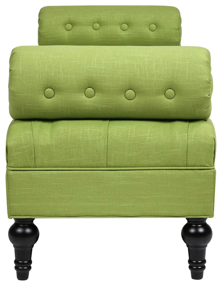 Lewis 60" Tufted Bolster Arm Entryway Bench, Bright Chartreuse Linen