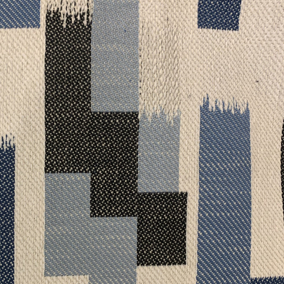 Plutus Blue Blocks Stripe Luxury Throw Pillow, 16"x16"