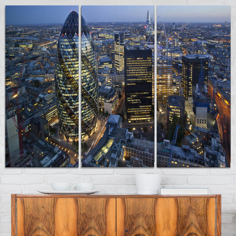 "London Skyline at Sunset" Canvas Print, 3 Panels, 36"x28"