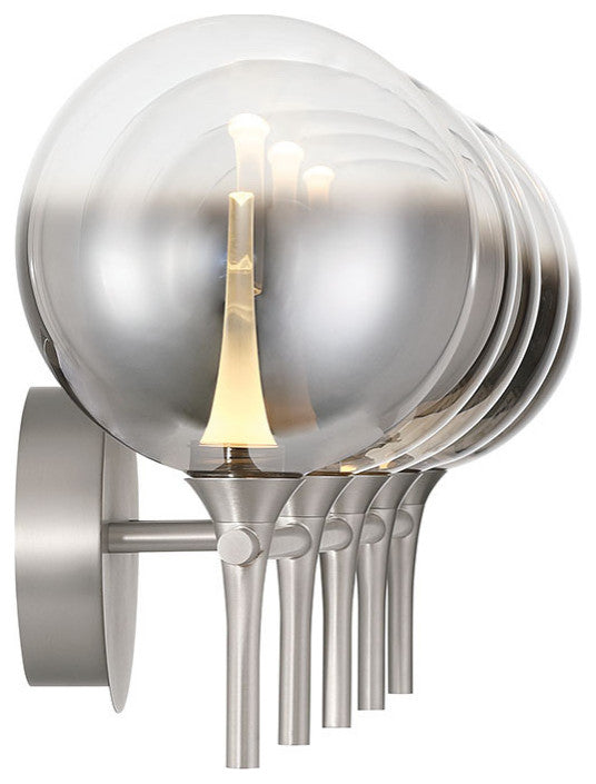 Iissa, Vanity, 5Lt, Satin Nickel, Smoked Glass