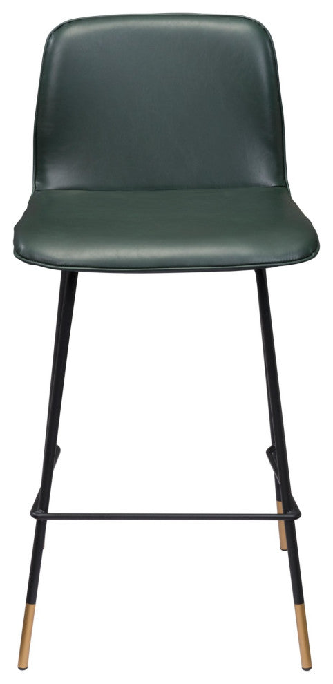 Counter Stool Chair, Steel Metal, Fabric, Green, Black, Gold, Mid Century Cafe