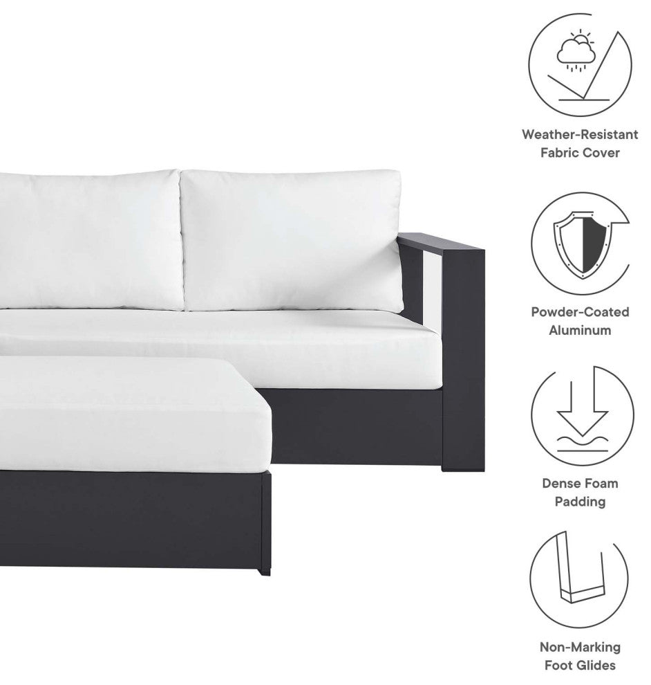 Tahoe Outdoor Patio Powder-Coated Aluminum 5-Piece Sectional Sofa Set - Gray Whi