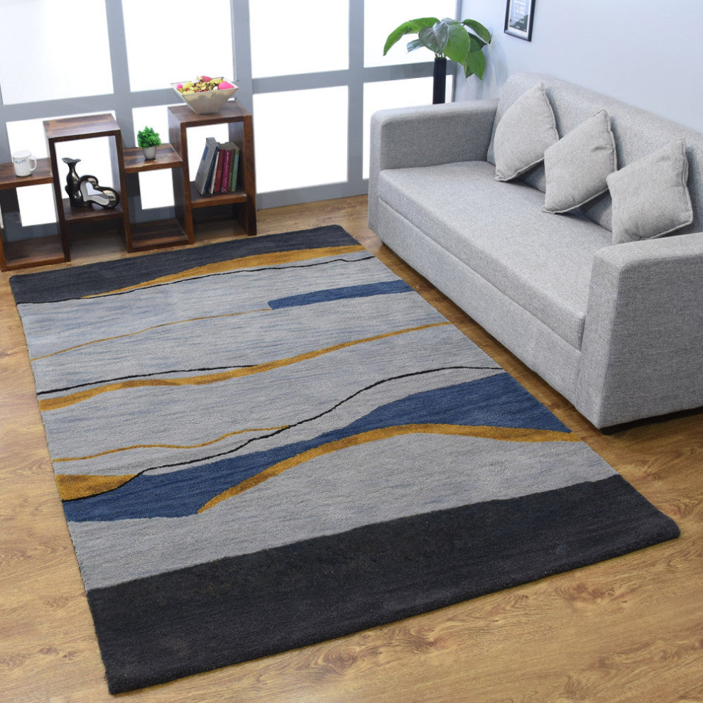 HAND TUFTED WOOL ECO-FRIENDLY AREA RUGS, Multicolor Color, Contemporary Design