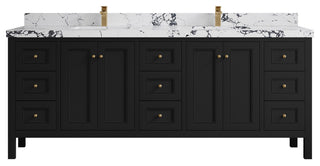 Nashville 84" Double Sink Bath Vanity, Black 2" Viola Night