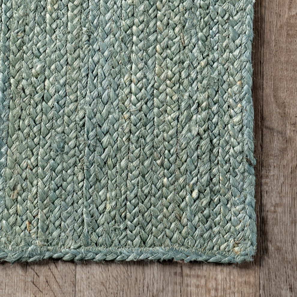 Nuloom Rigo Hand Woven Farmhouse Jute Rug, Green 3' x 5'
