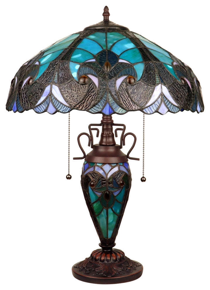 Chloe Lighting Liason Victorian-Style Antique 3 Light Double Lit Table Lamp 16"