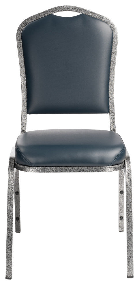 NPS 9300 Deluxe Vinyl Stack Chair, Midnight Blue Seat/Silvervein Frame