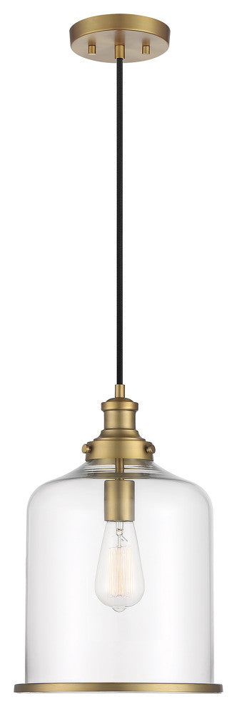 1-Light Pendant, Natural Brass