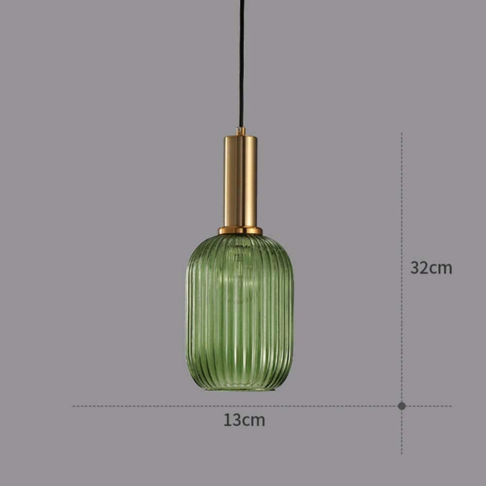 Modern Green Pendant Light Fixture, Island, Striped Pendant Lamp