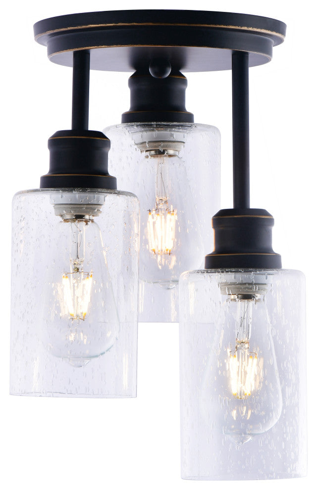 Lazzur Meuse 3 Light 10" Matte Black Semi-Flush Mount Ceiling Light