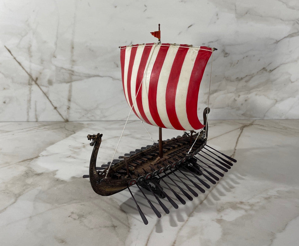 Viking Warrior Ship Art Sculpture