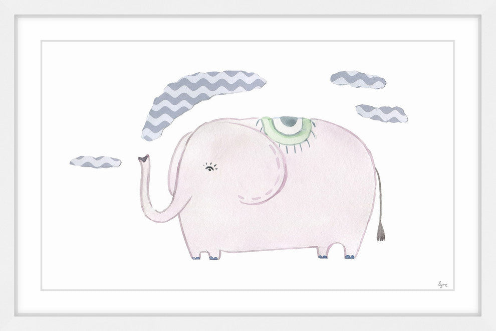 "Puffing Elephant II" Framed Painting Print, 24"x16"