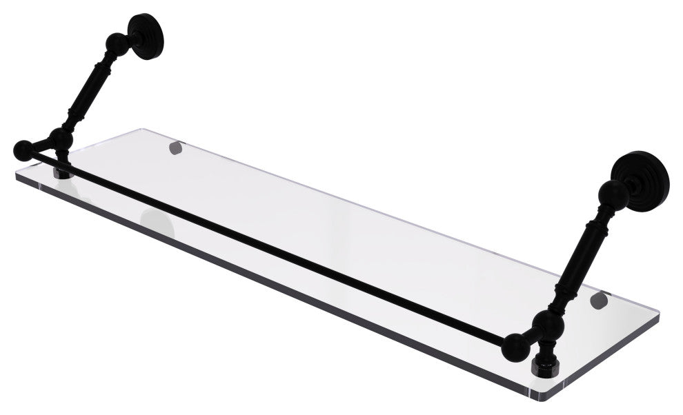 Waverly Place 30" Floating Glass Shelf with Gallery Rail, Matte Black