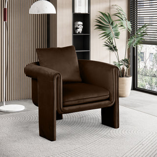 Sloan Velvet Accent Chair, Brown