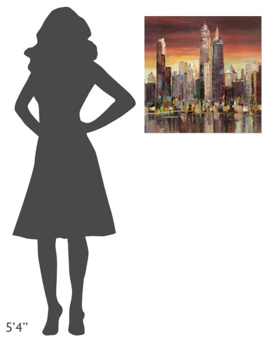 "Sera su New York (detail)" Stretched Canvas Giclee by Luigi Florio, 24x24"